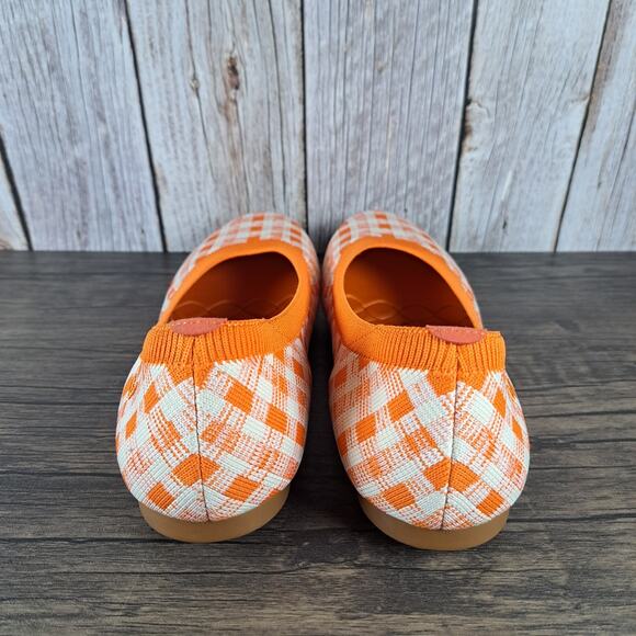 Vivaia Claire Round Toe Ballet Flats Women’s Sz 10.5 EU42 Citrus Orange Gingham - Picture 4 of 8